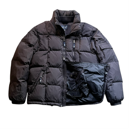 ARMANI JEANS double zip-up hooded puffer jacket